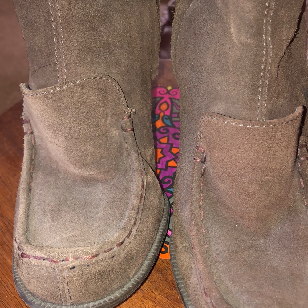 BCBG suede wedge boots